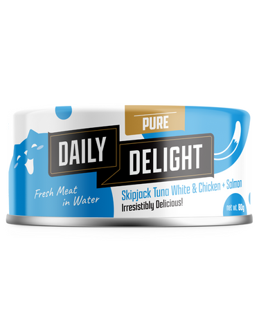 Daily Delight Pure Skipjack Tuna White & Chicken with Salmon Canned Cat Food 80g