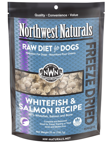 Northwest Naturals Whitefish & Salmon Freeze Dried Raw Diet Dog Nuggets (2 Sizes)