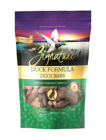 Zignature Ziggy Bars Duck Formula Biscuit Treats For Dogs 12oz | Perromart Online Pet Store Singapore