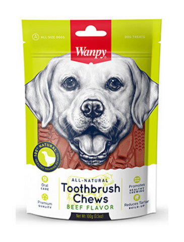 Wanpy All Natural Toothbrush Beef Chew Dog Treats 100g | Perromart Online Pet Store Singapore