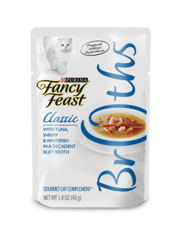 Fancy Feast Broths with Tuna, Shrimp & Whitefish In Decadent Silky Broth Cat Wet Food 40g | Perromart Online Pet Store Singapore