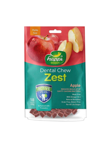 Happi Doggy Dental Chew Zest Petite Apple 150g | Perromart Online Pet Store Singapore