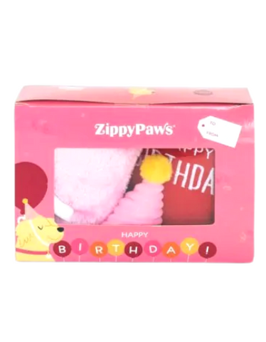 Zippypaws Birthday Box Dog Toy - Pink/Blue