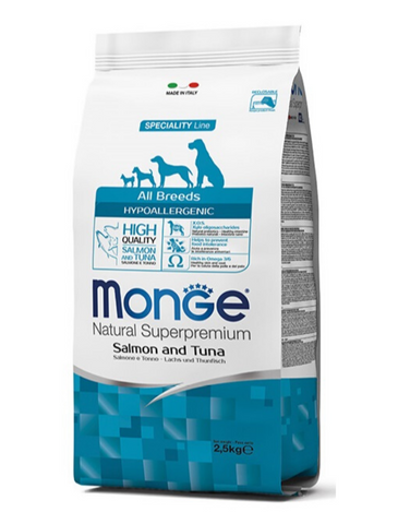 Monge Hypoallergenic Salmon & Tuna Dry Dog Food 2 Sizes | Perromart Online Pet Store Singapore 