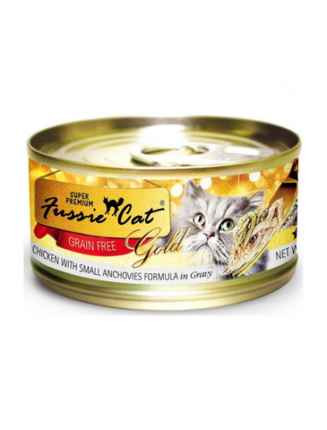 Fussie Cat Super Premium Gold Label Chicken With Small Anchovies Wet Food 80g | Perromart Online Pet Store Singapore