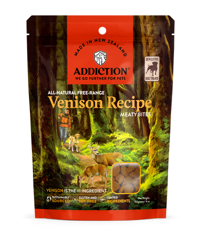 Addiction Meaty Bites Venison - New Zealand Venison, All Life Stages 4oz