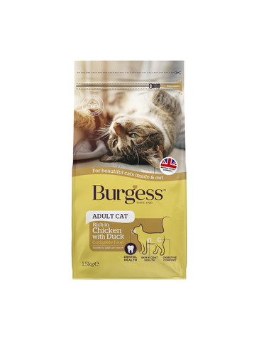 Burgess Chicken & Duck Adult Dry Cat Food 1.5kg