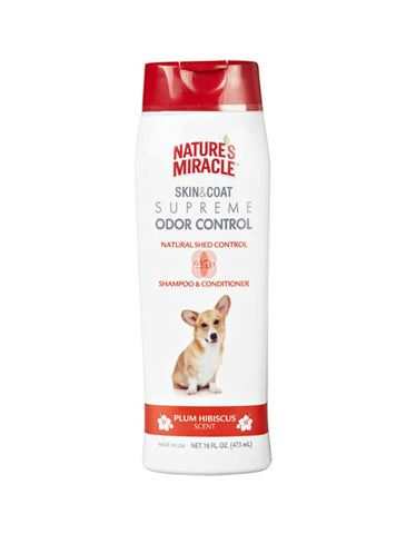 Nature's Miracle Skin & Coat Supreme Odor Control - Shed Control Shampoo & Conditioner for Dogs (16oz) | Perromart Online Pet Store Singapore