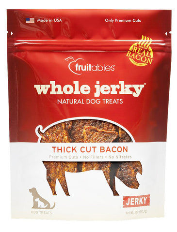 Fruitables Whole Jerky Dog Treats In Thick Cut Bacon Dog Treats 140g (5oz) | Perromart Online Pet Store Singapore