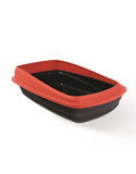 Hagen Catit Cat Love Rimmed Cat Pan Charcoal Base Red Rim | Perromart Online Pet Store Singapore