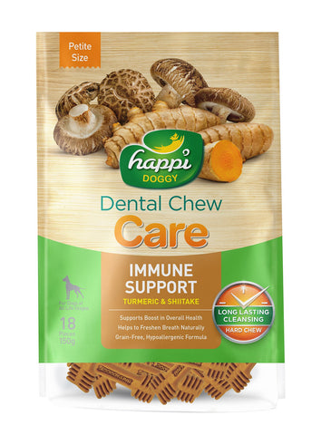 Happi Doggy Dental Chew Care Turmeric & Shitake Immune Support 150g (2 Sizes) | Perromart Online Pet Store Singapore