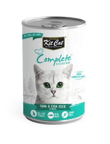 Kit Cat Complete Cuisine Canned Tuna & Chia Seed in Broth Cat Wet Food 150g | Perromart Online Pet Store Singapore