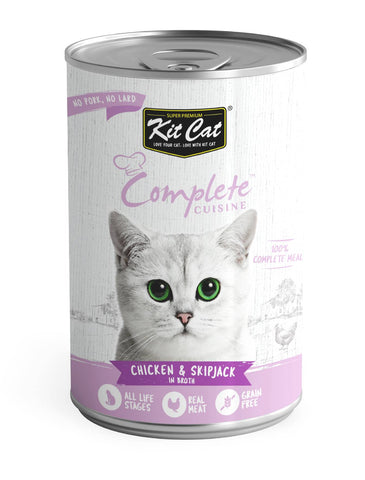 Kit Cat Complete Cuisine Chicken & Skipjack in Broth Canned Cat Wet Food 150g | Perromart Online Pet Store Singapore