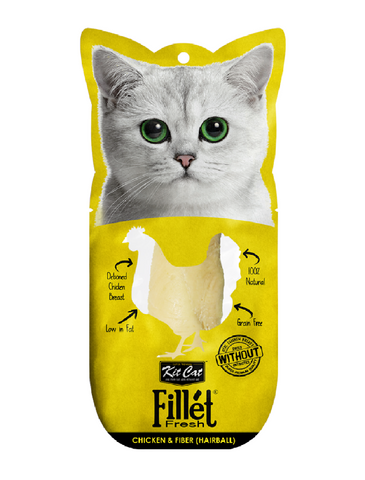 Kit Cat Fillet Fresh Grilled Chicken & Fiber (Hairball Control) Cat Treat | Perromart Online Pet Store Singapore