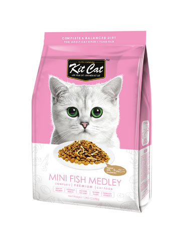 Kit Cat Mini Fish Medley Premium Dry Cat Food | Perromart Online Pet Store Singapore