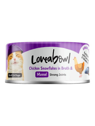 Loveabowl Chicken Snowflakes in Broth with Mussel Cat Wet Food 70g | Perromart Online Pet Store Singapore