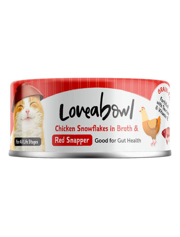 Loveabowl Chicken Snowflakes in Broth with Red Snapper Cat Wet Food 70g | Perromart Online Pet Store Singapore