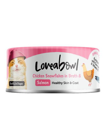 Loveabowl Chicken Snowflakes in Broth with Salmon Cat Wet Food 70g | Perromart Online Pet Store Singapore