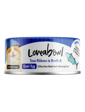 Loveabowl tuna Ribbons in Broth with Quail Egg Cat Wet Food 70g | Perromart Online Pet Store Singapore