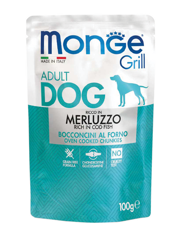 Monge Grill Pouches Codfish 100g | Perromart Online Pet Store Singapore