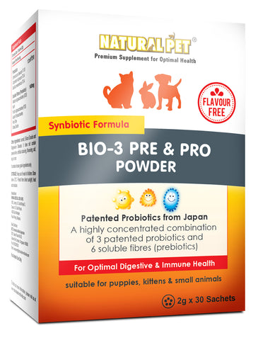 Natural Pet Bio3 Pre & Pro Powder for Pets (FLAVOUR FREE) 2gx30 | Perromart Online Pet Store Singapore
