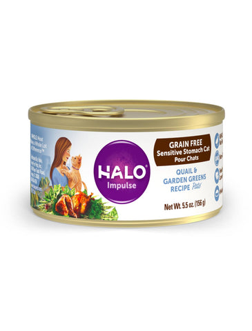 Halo Sensitive Stomach Quail & Garden Greens Recipe Pâté Cat Wet Food 5.5oz | Perromart Online Pet Store Singapore