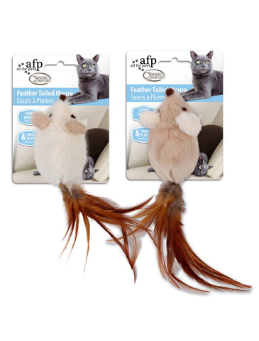 AFP Classic Comfort Feather Tailed Mouse Cat Toy (2 Colors) | Perromart Online Pet Store Singapore