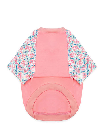 Ohpopdog Heritage Bibik Pink Raglan Shirt for Dogs (6 Sizes) | Perromart Online Pet Store Singapore