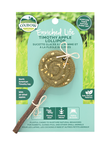 Oxbow Enriched Life Timothy Lollipop Apple For Small Pets | Perromart Online Pet Store Singapore