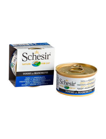 Schesir Tuna with Whitebaits Jelly Cat Canned Food 85g | Perromart Online Pet Store Singapore