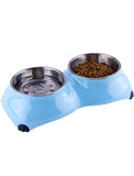 Super Design Light Blue Double Melamine Bowl for Dogs (3 Sizes) | Perromart Online Pet Store Singapore