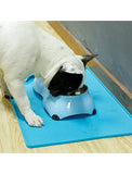 Super Design Light Blue Double Melamine Bowl for Dogs (3 Sizes) | Perromart Online Pet Store Singapore