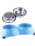 Super Design Light Blue Double Melamine Bowl for Dogs (3 Sizes) | Perromart Online Pet Store Singapore