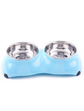 Super Design Light Blue Double Melamine Bowl for Dogs (3 Sizes) | Perromart Online Pet Store Singapore