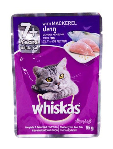 Whiskas Pouch Adult 7+ Mackerel 85g | Perromart Online Pet Store Singapore